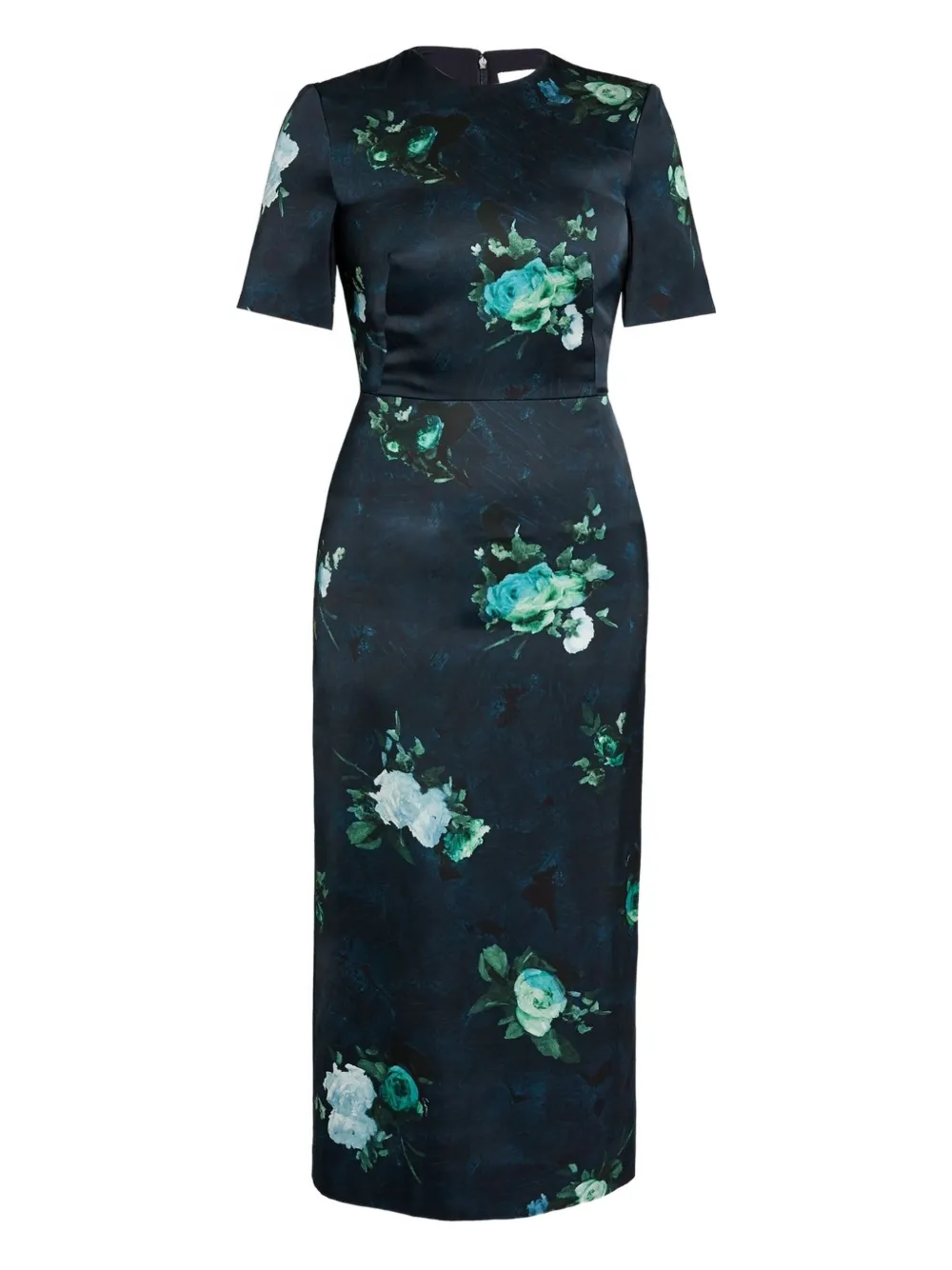 ERDEM rose-print short-sleeve dress | Blue | Image 1