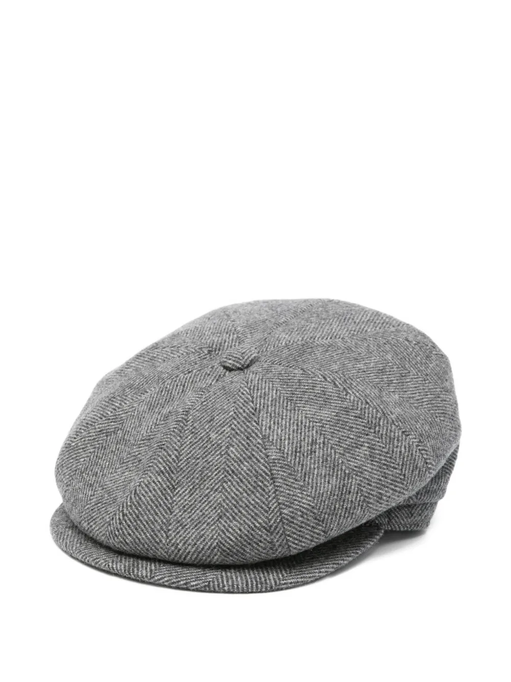 Tagliatore Herringbone Wool Cap In Gray