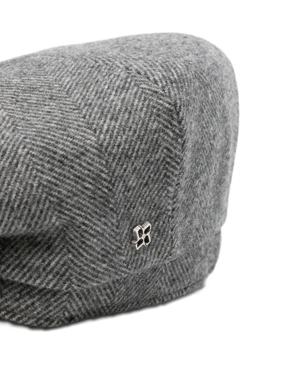 Tagliatore Herringbone Wool Cap In Gray