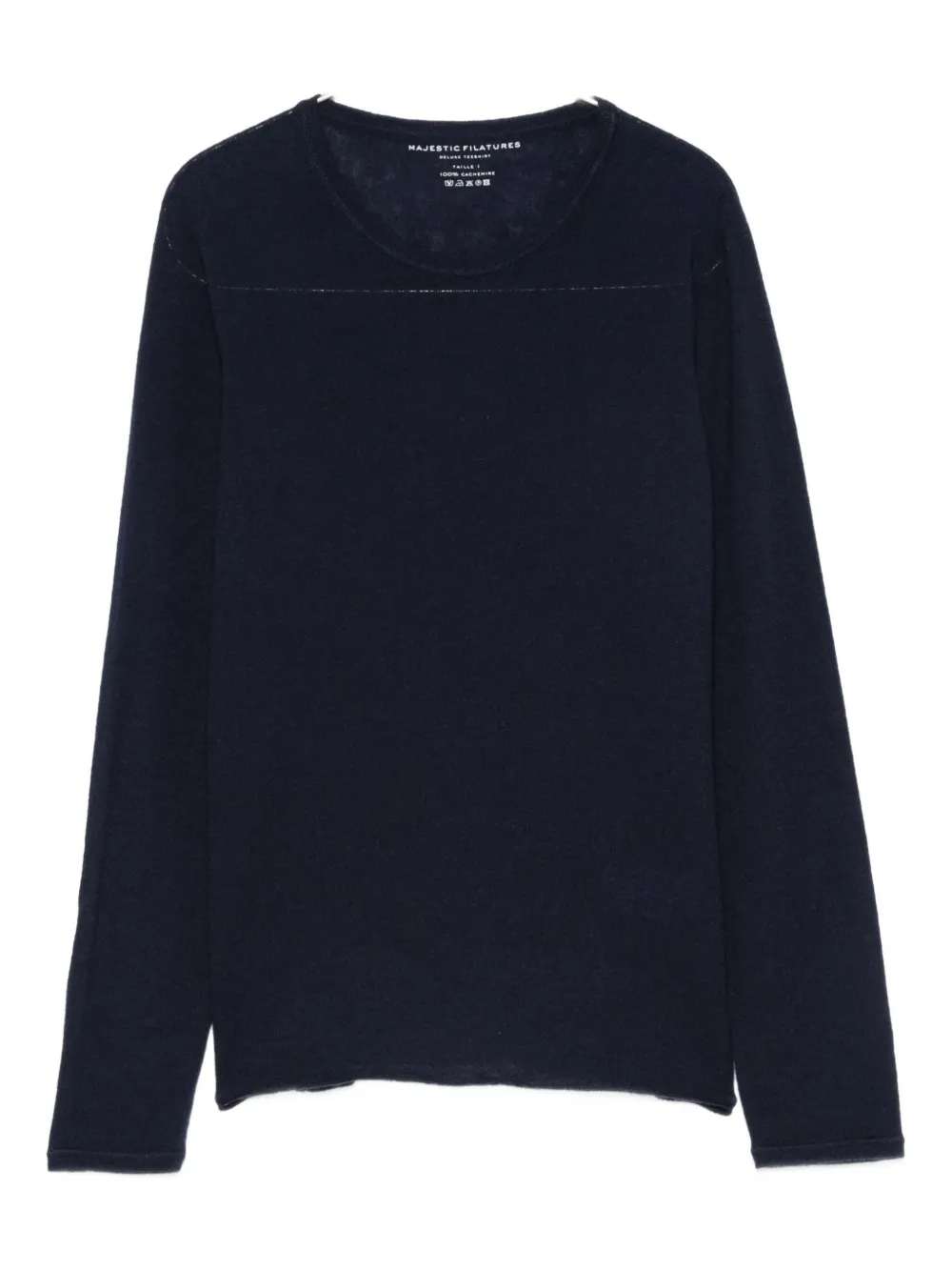 Majestic Filatures Long Sleeve Crew Neck Sweater In Blue