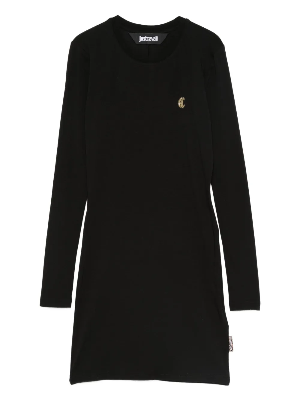 Just Cavalli logo-plaque long-sleeve mini dress - ブラック Just Cavalli logo-plaque long-sleeve mini dress - ブラック