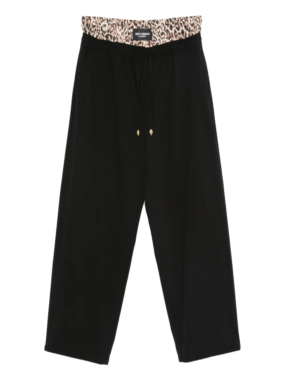 Just Cavalli leopard-print drawstring trousers - ブラック Just Cavalli leopard-print drawstring trousers - ブラック