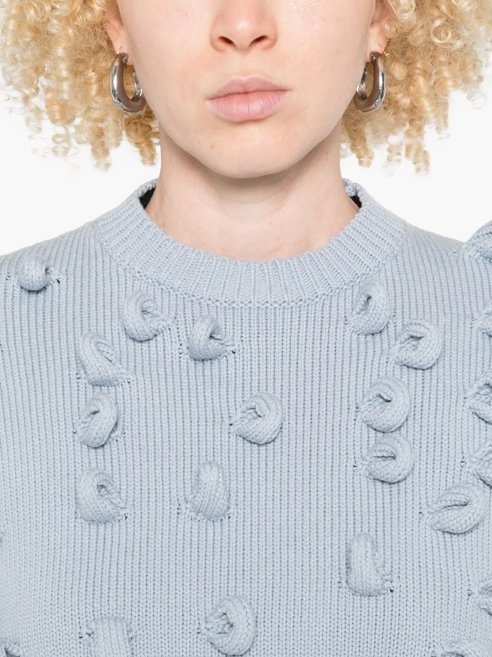 Jw Anderson Textured-pompom Sweater In Blue