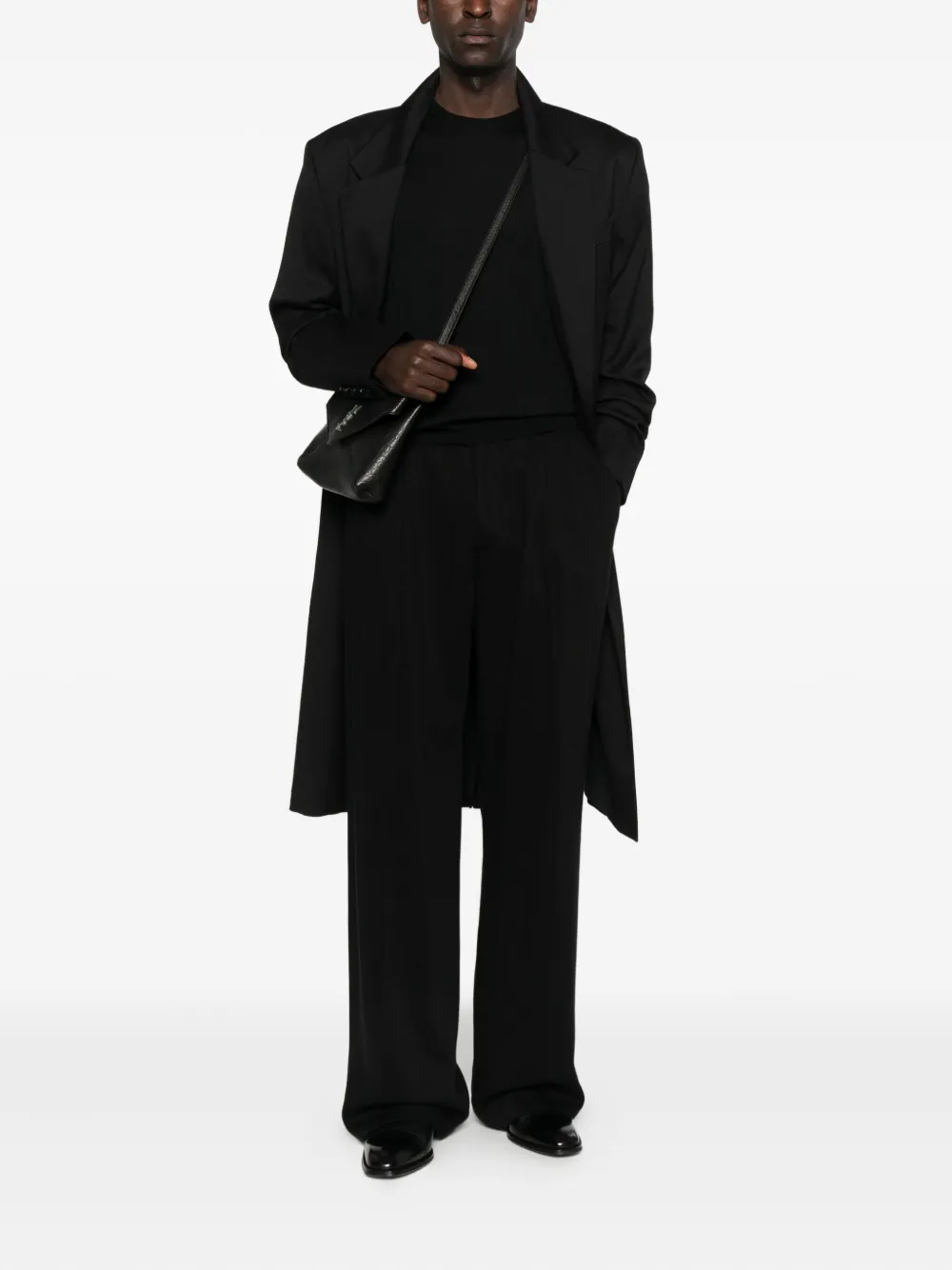 Saint Laurent Wollen trui met ronde hals en vlakken - Zwart