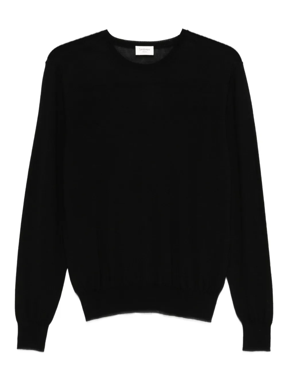Saint Laurent Round-neck Panelled Wool Sweater In Black