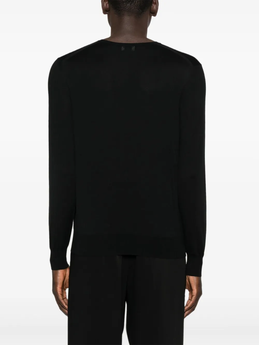 Saint Laurent Round-neck Panelled Wool Sweater In Black