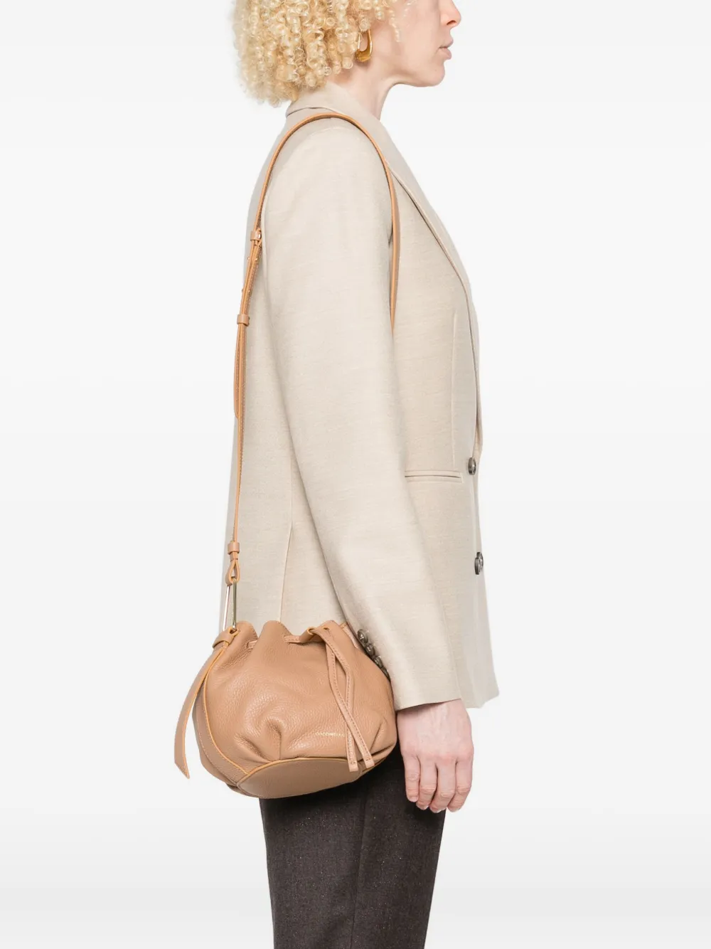 Coccinelle Malory drawstring leather bucket bag | Bucket Bags | Image 2