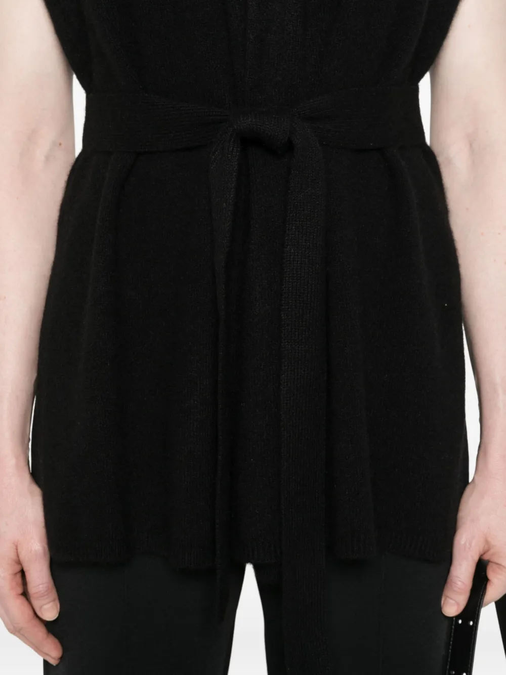 Joseph Belted Sleeveless Cardigan In Black