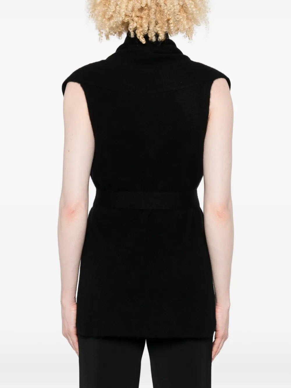 Joseph Belted Sleeveless Cardigan In Black