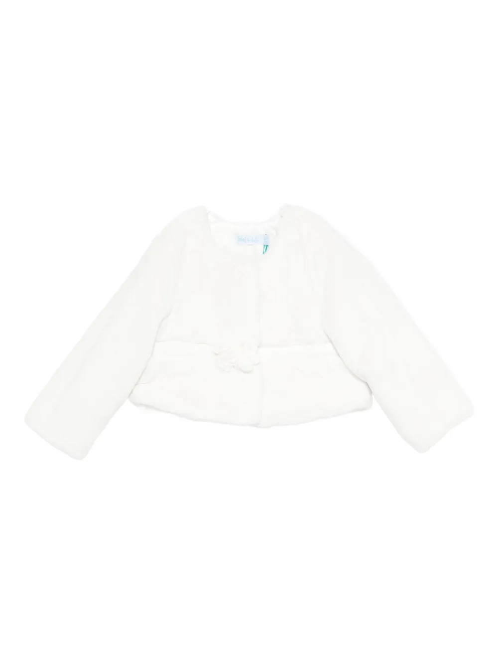 Abel & Lula Faux-fur Flower-embellished Jacket In White
