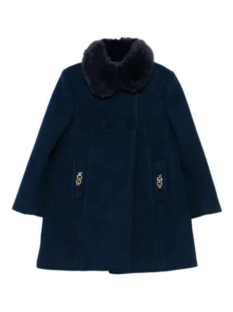 Abel & Lula faux-fur collar chain-detail coat