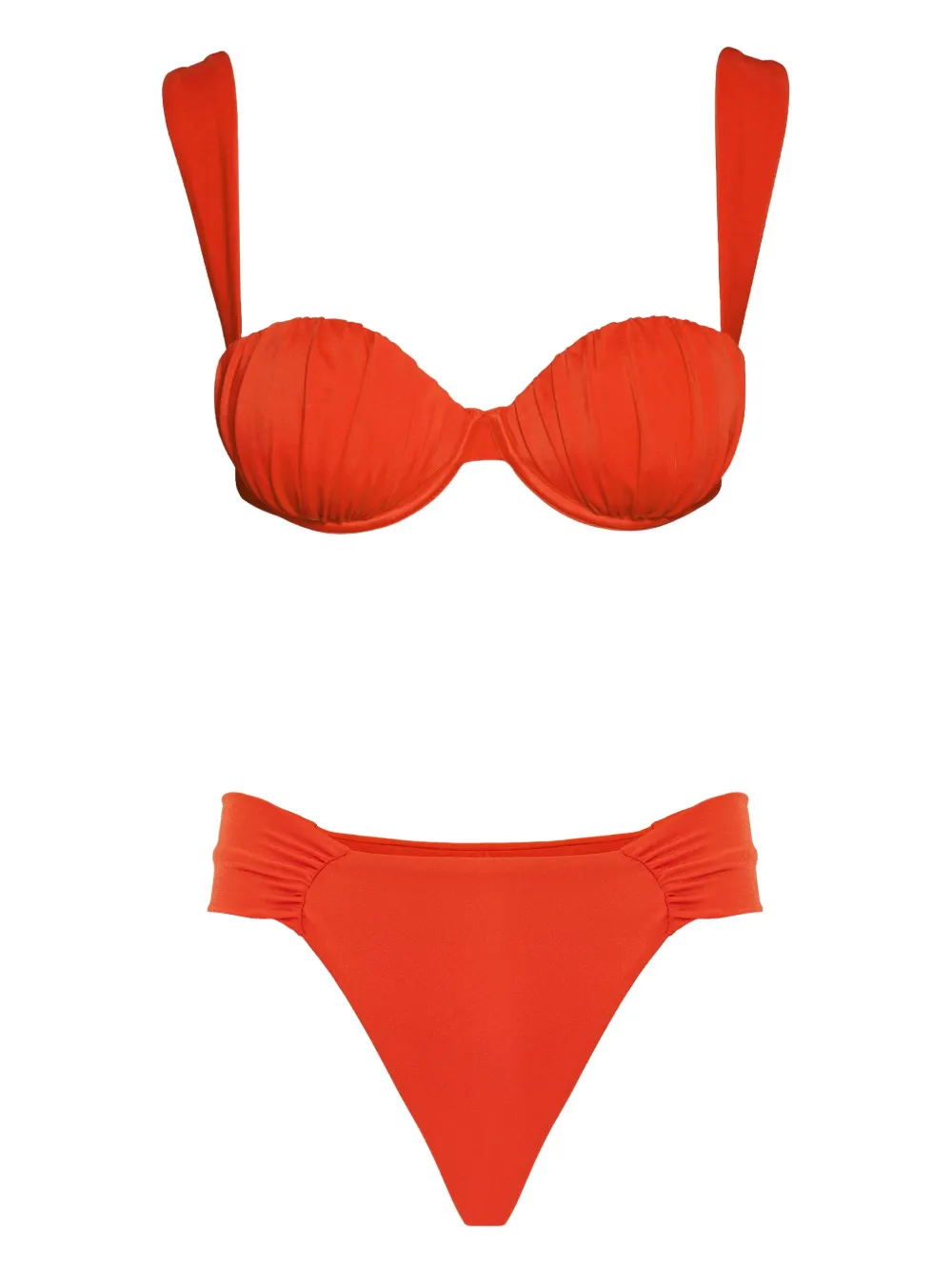 Noire Swimwear ruched tie-fastening bikini - レッド Noire Swimwear ruched tie-fastening bikini - レッド