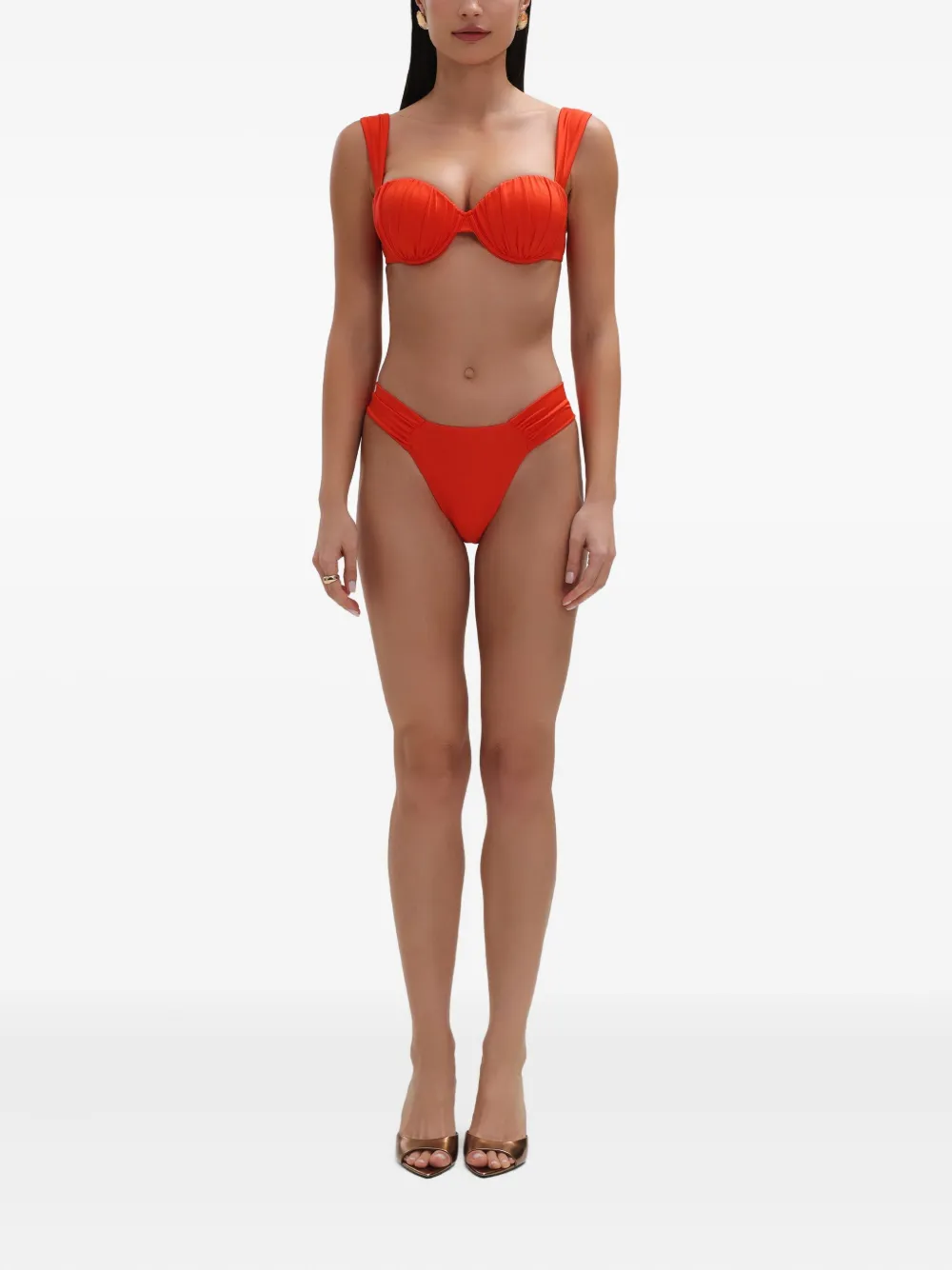 Noire Swimwear Ruched Tie-fastening Bikini In Red