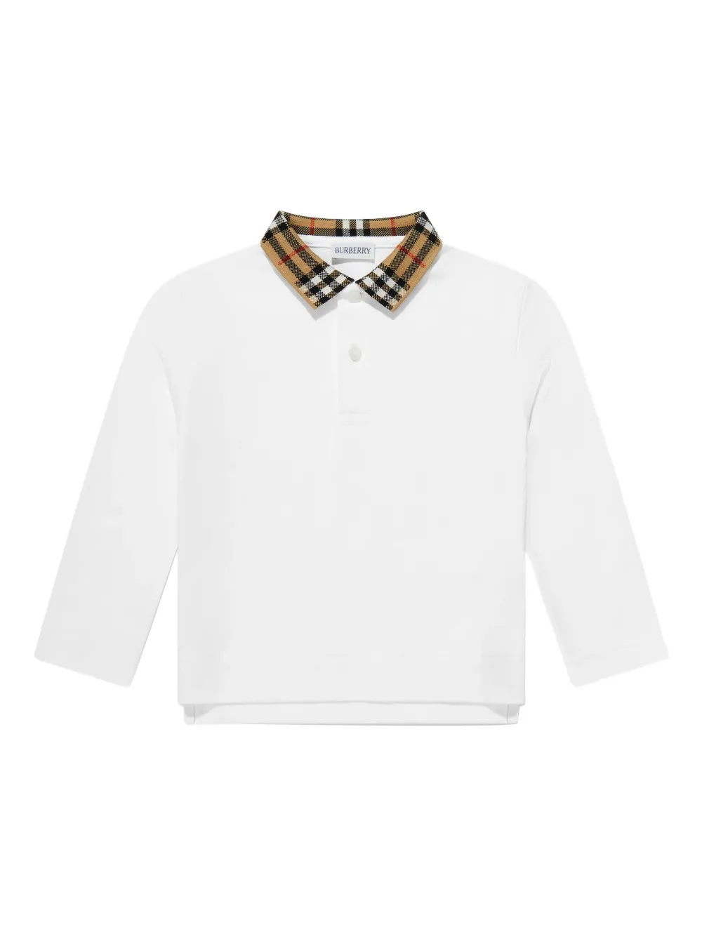 Burberry Kids checked-collar polo shirt - Bianco