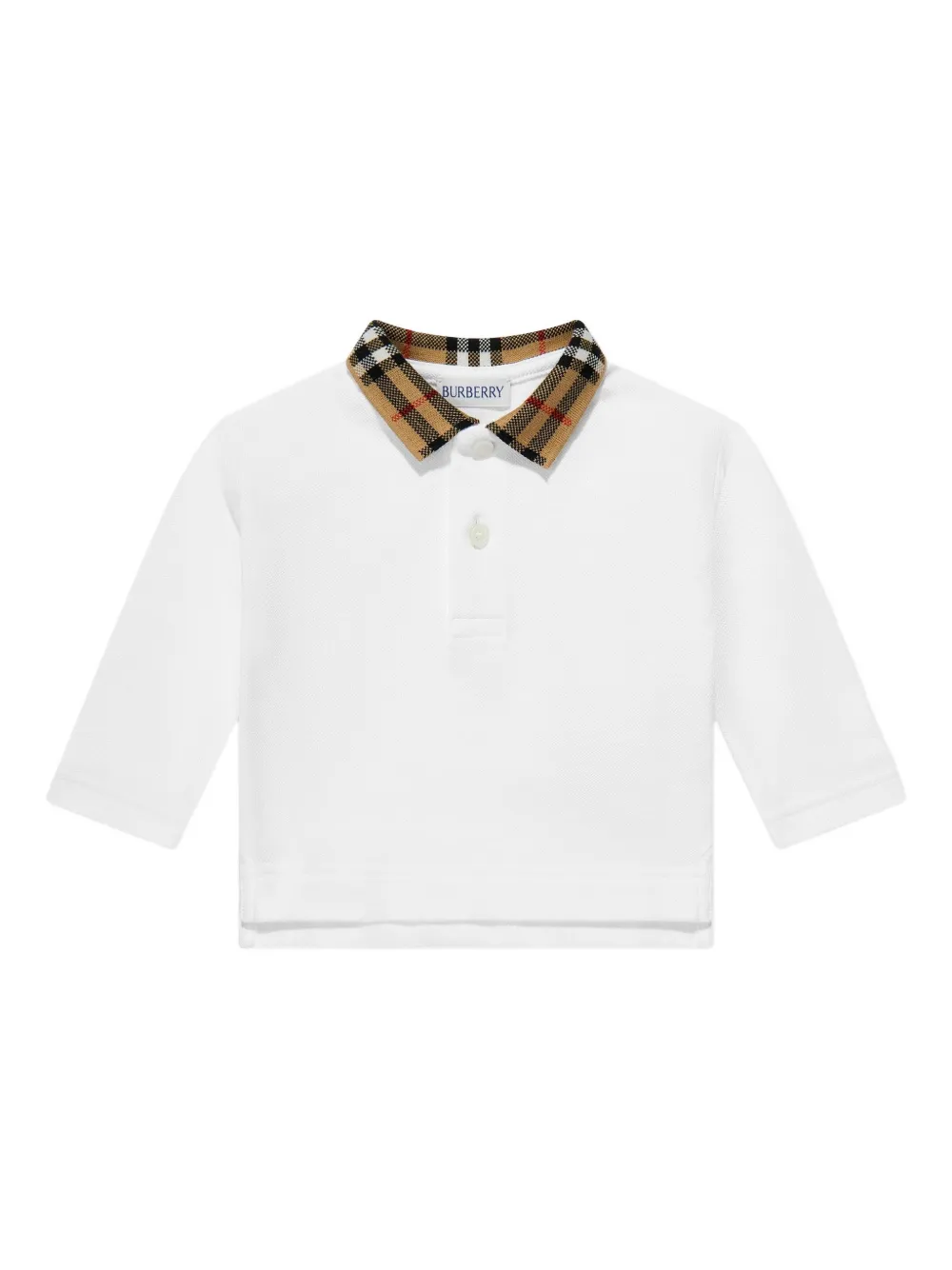 Burberry Kids checked-collar polo shirt - Bianco
