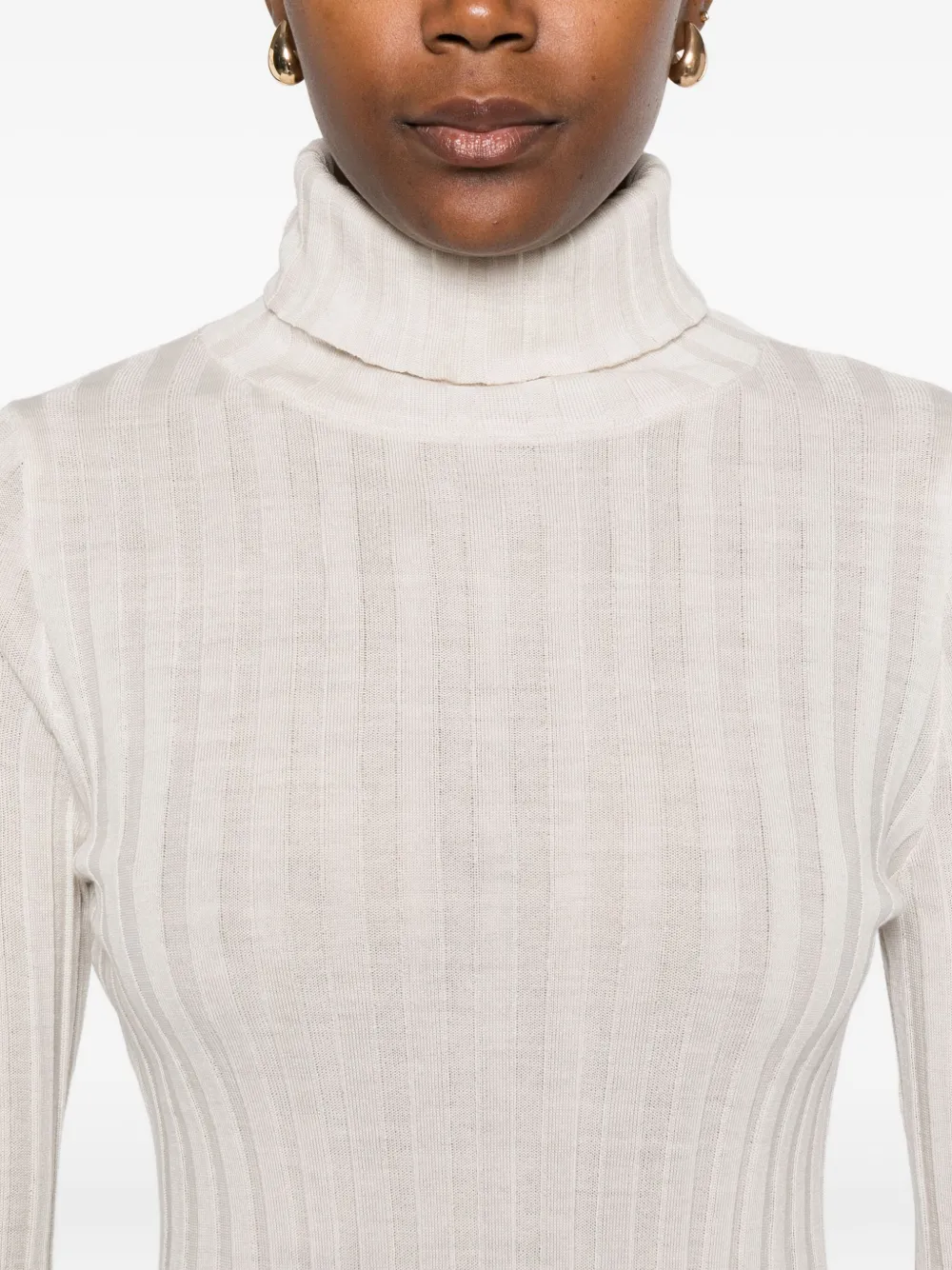 Hugenberg Ribbed Turtleneck Sweater In White
