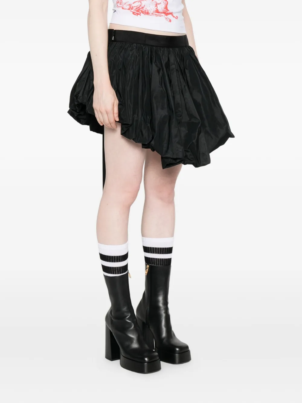 Dsquared2 Bow-detailed Ruffled Mini Skirt In Black