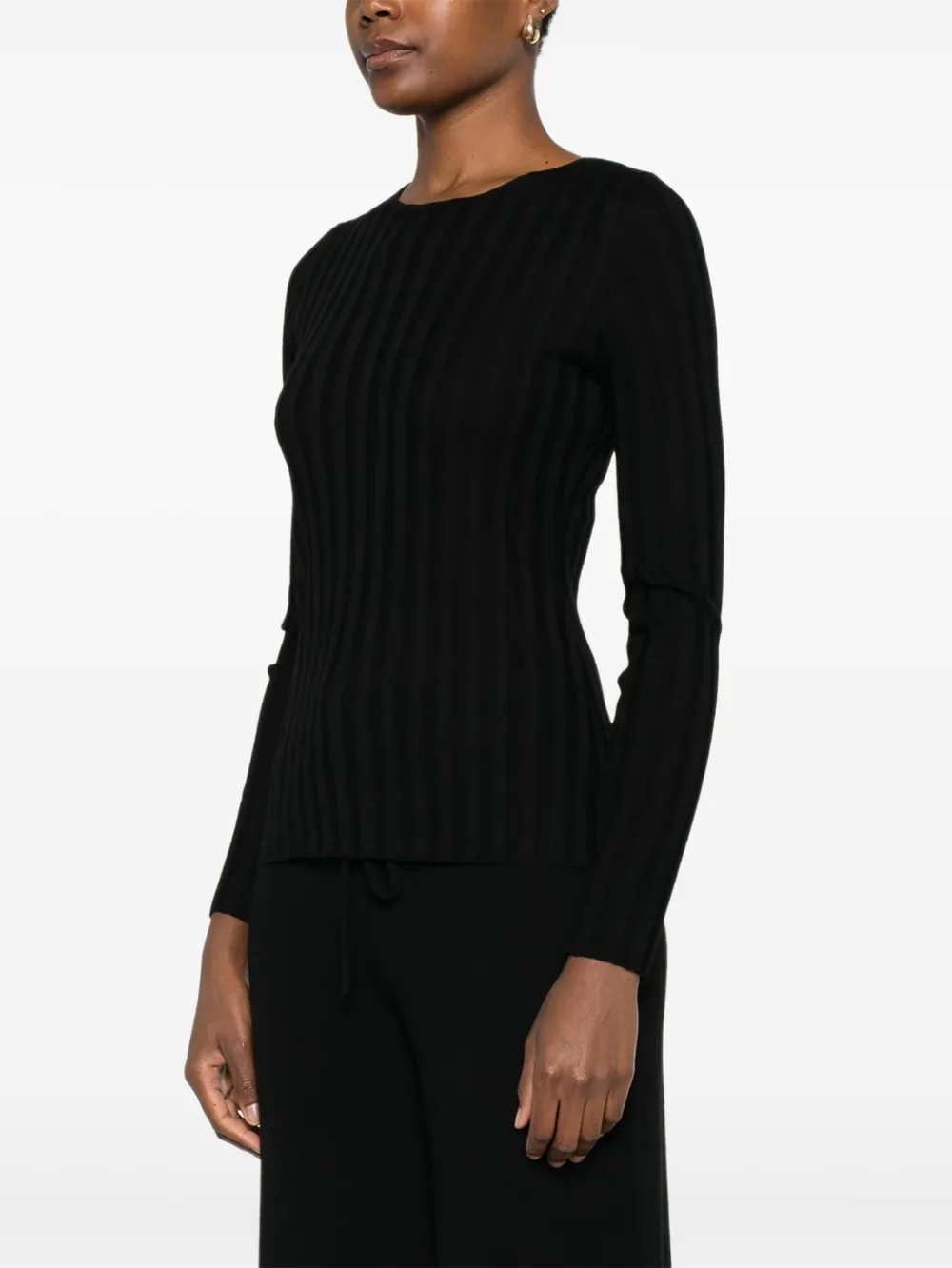 Hugenberg Ribbed Knit Top In Black