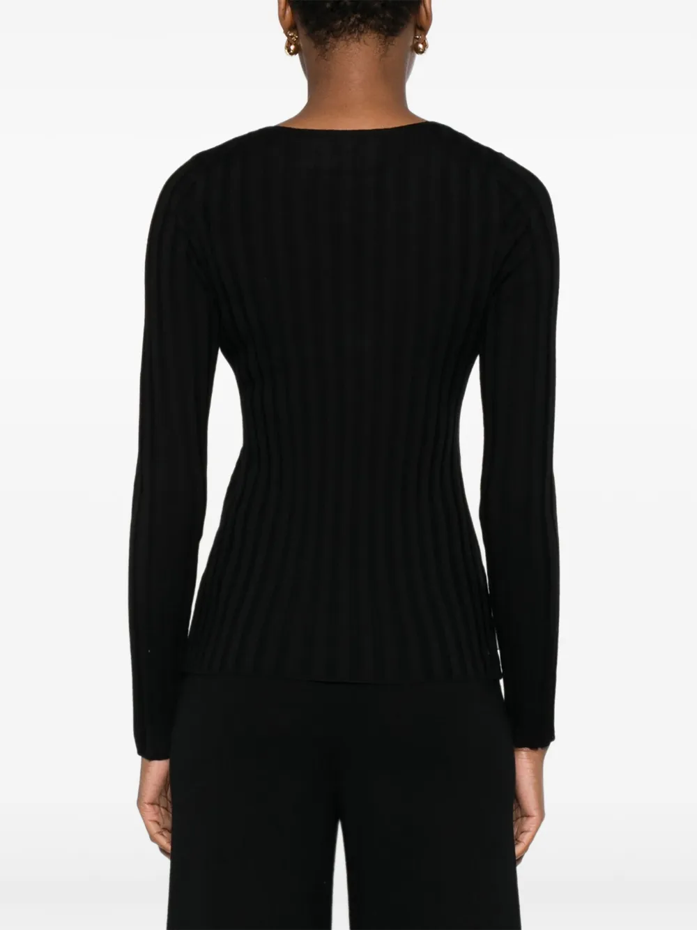 Hugenberg Ribbed Knit Top In Black