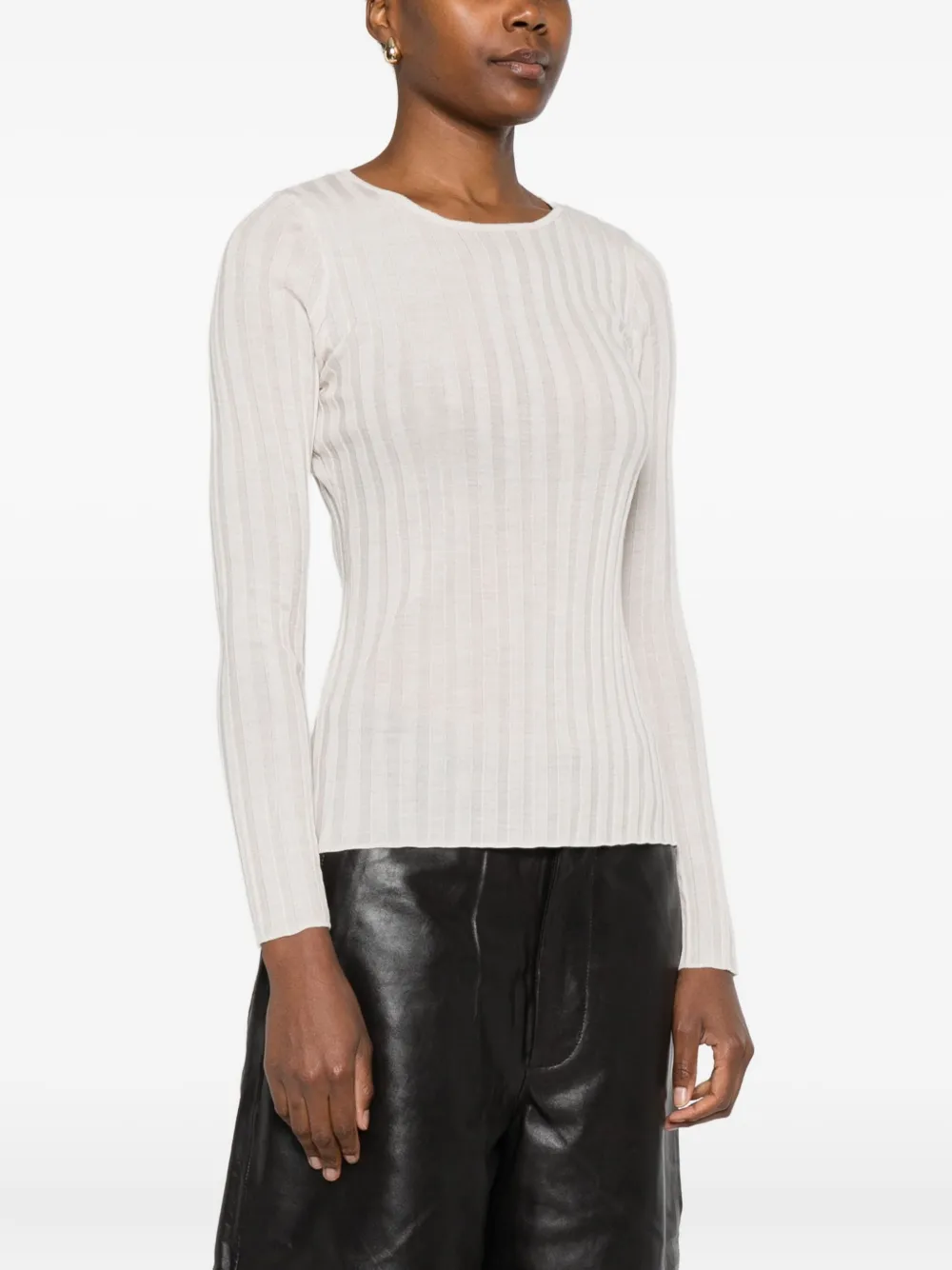 Hugenberg Ribbed Long-sleeve Top In White