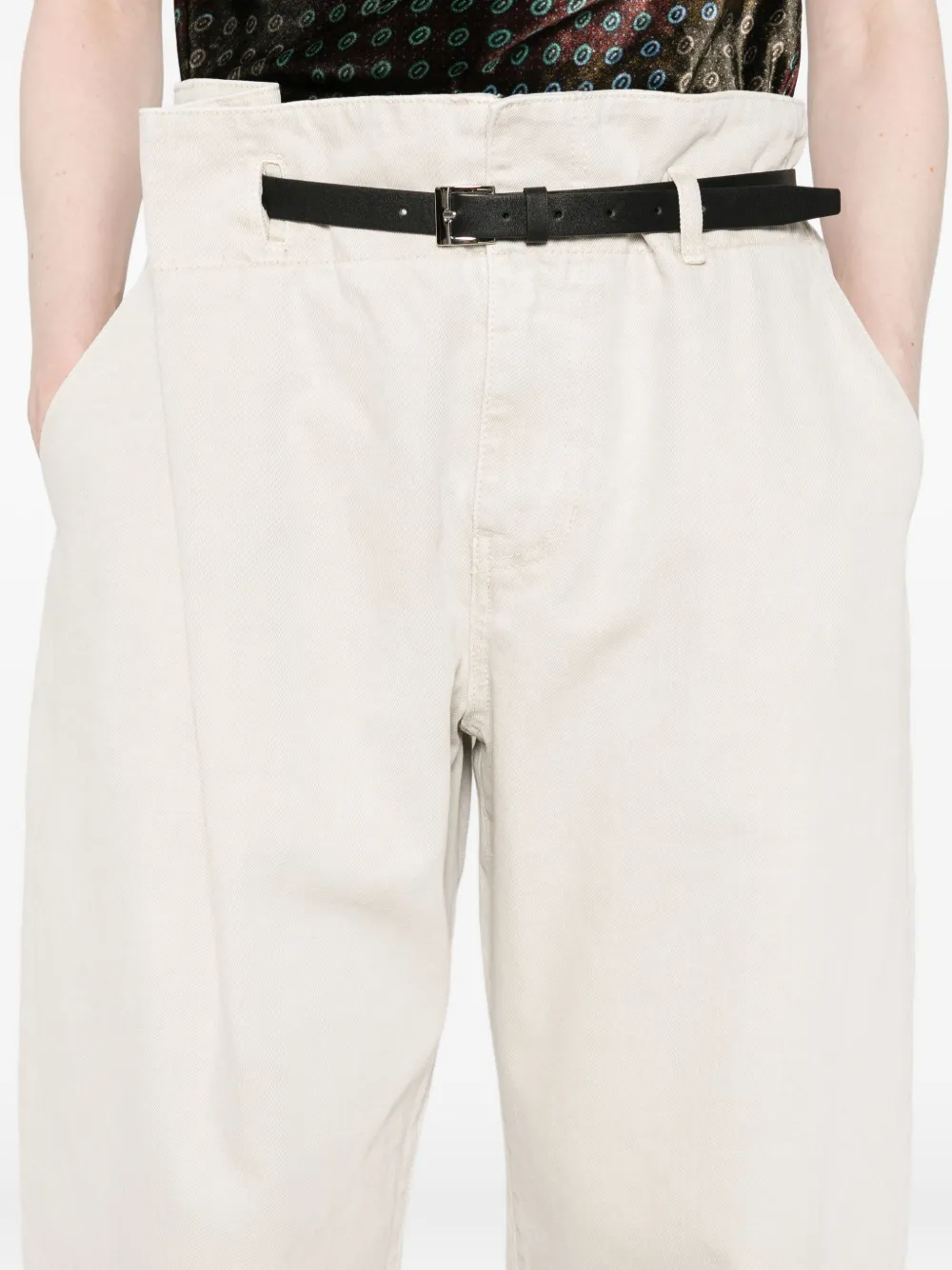 Ych Belted Pleated Trousers In White