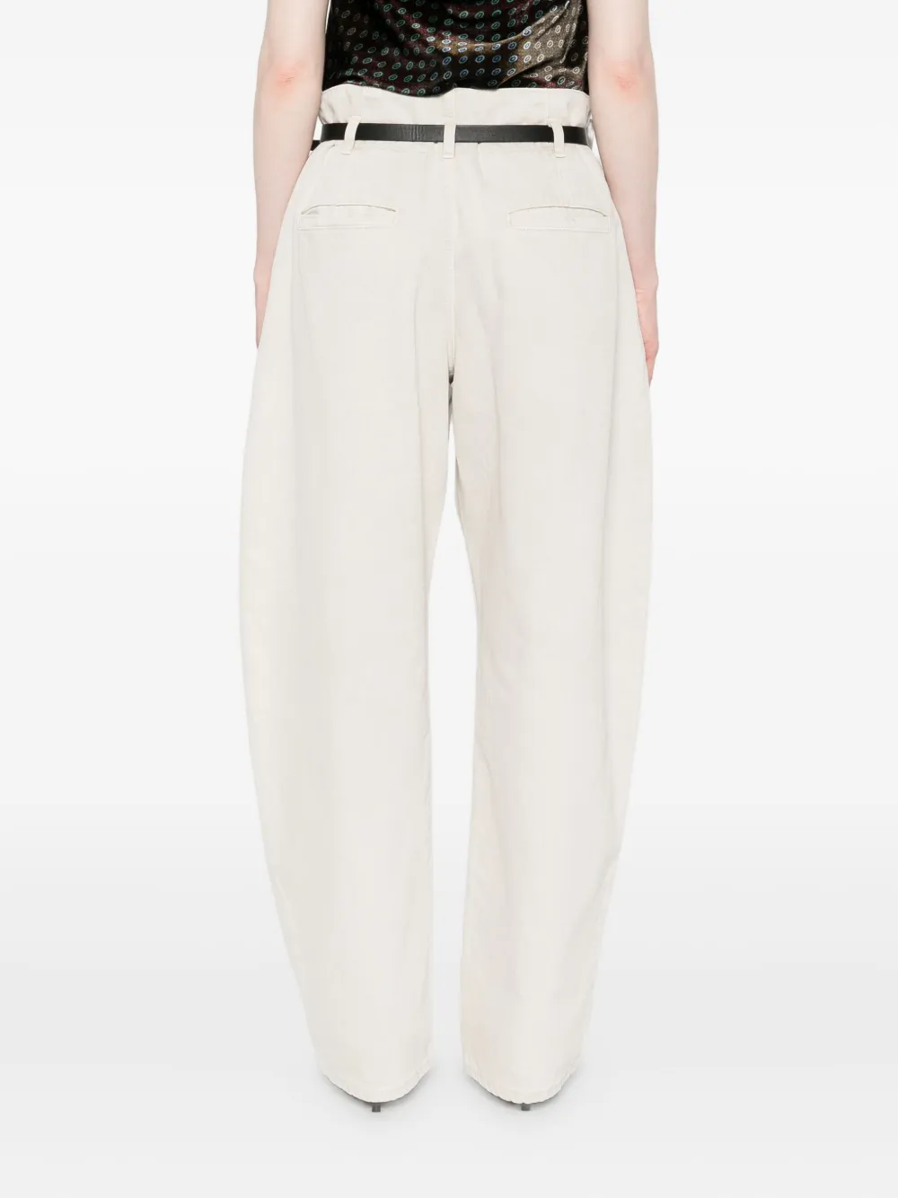 Ych Belted Pleated Trousers In White