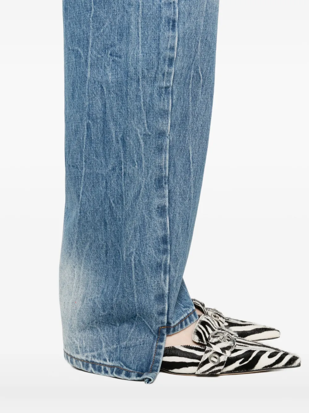 Ych High-low Hem Jeans In Blue