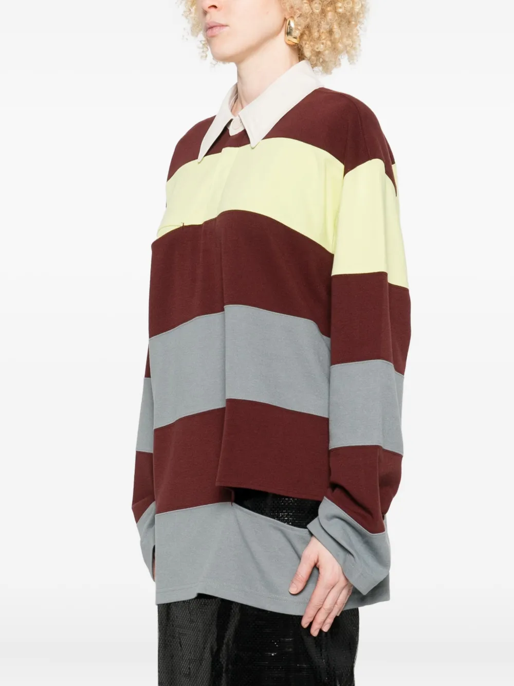 Ych Striped Polo Top In Red