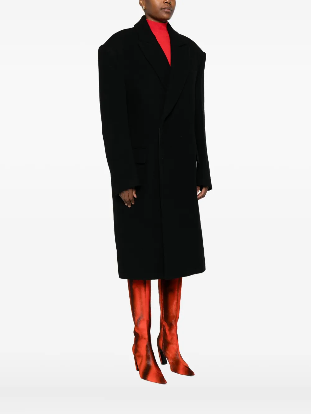 Ych Double-breasted Coat In Black
