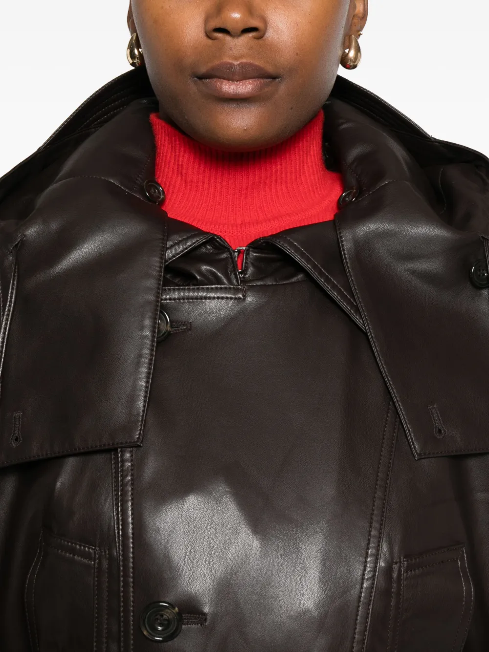 Ych Belted Hooded Coat In Brown