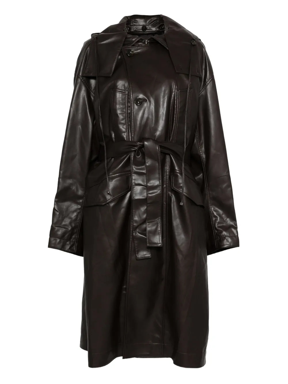 YCH belted hooded coat | Brown | Image 1