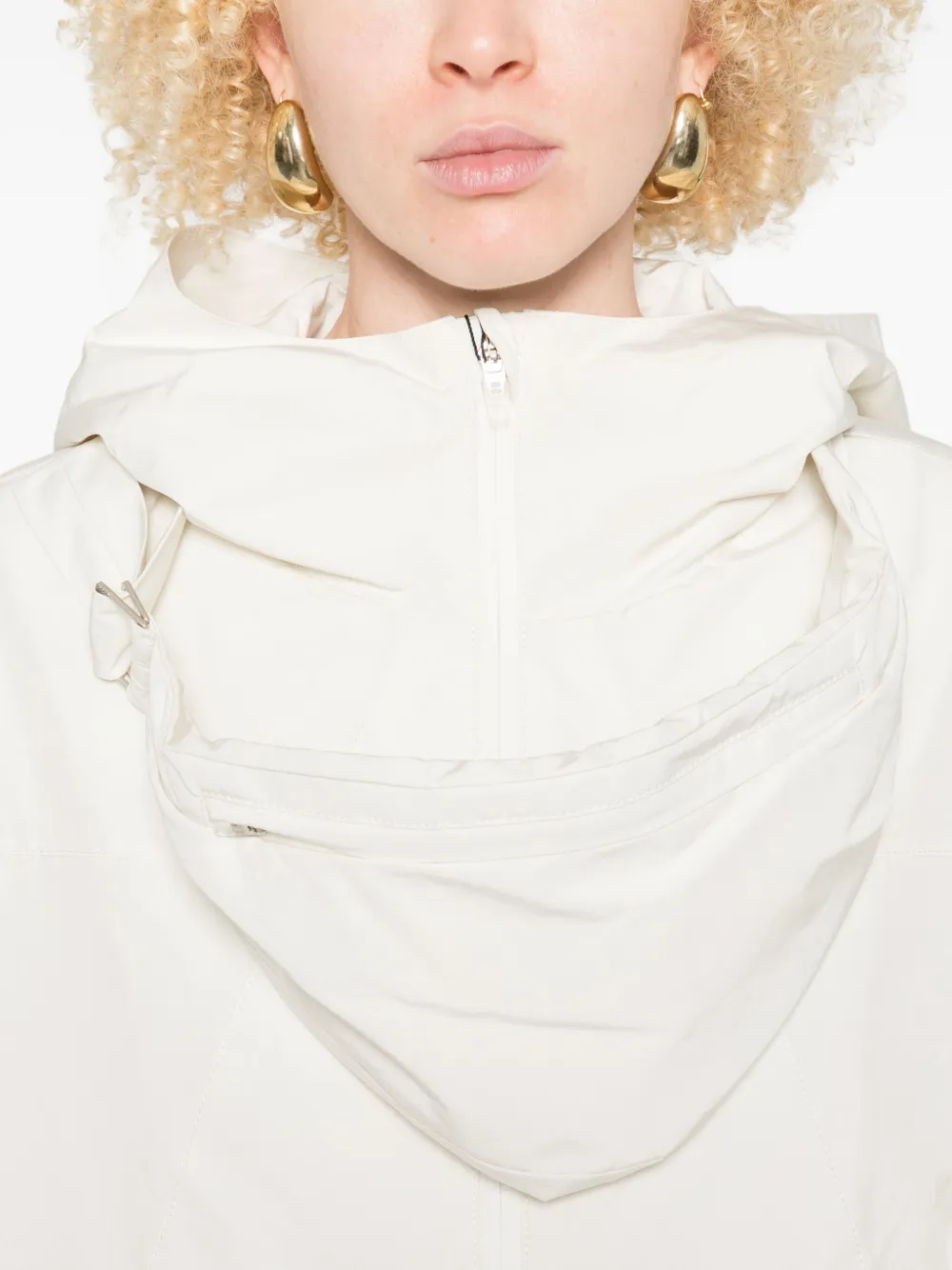 Ych Hooded Zip-front Jacket In White