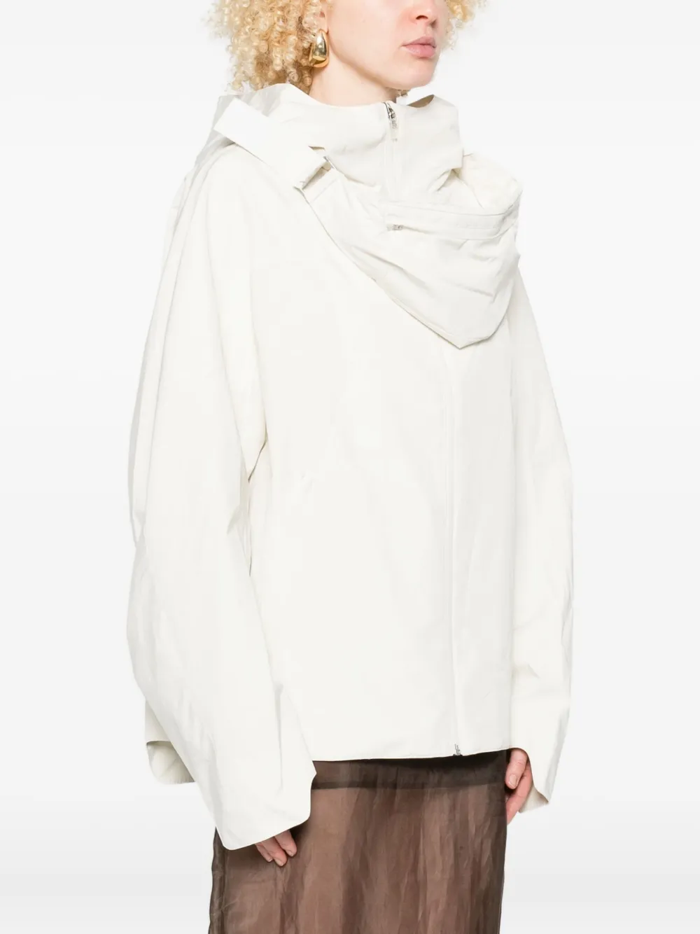 Ych Hooded Zip-front Jacket In White