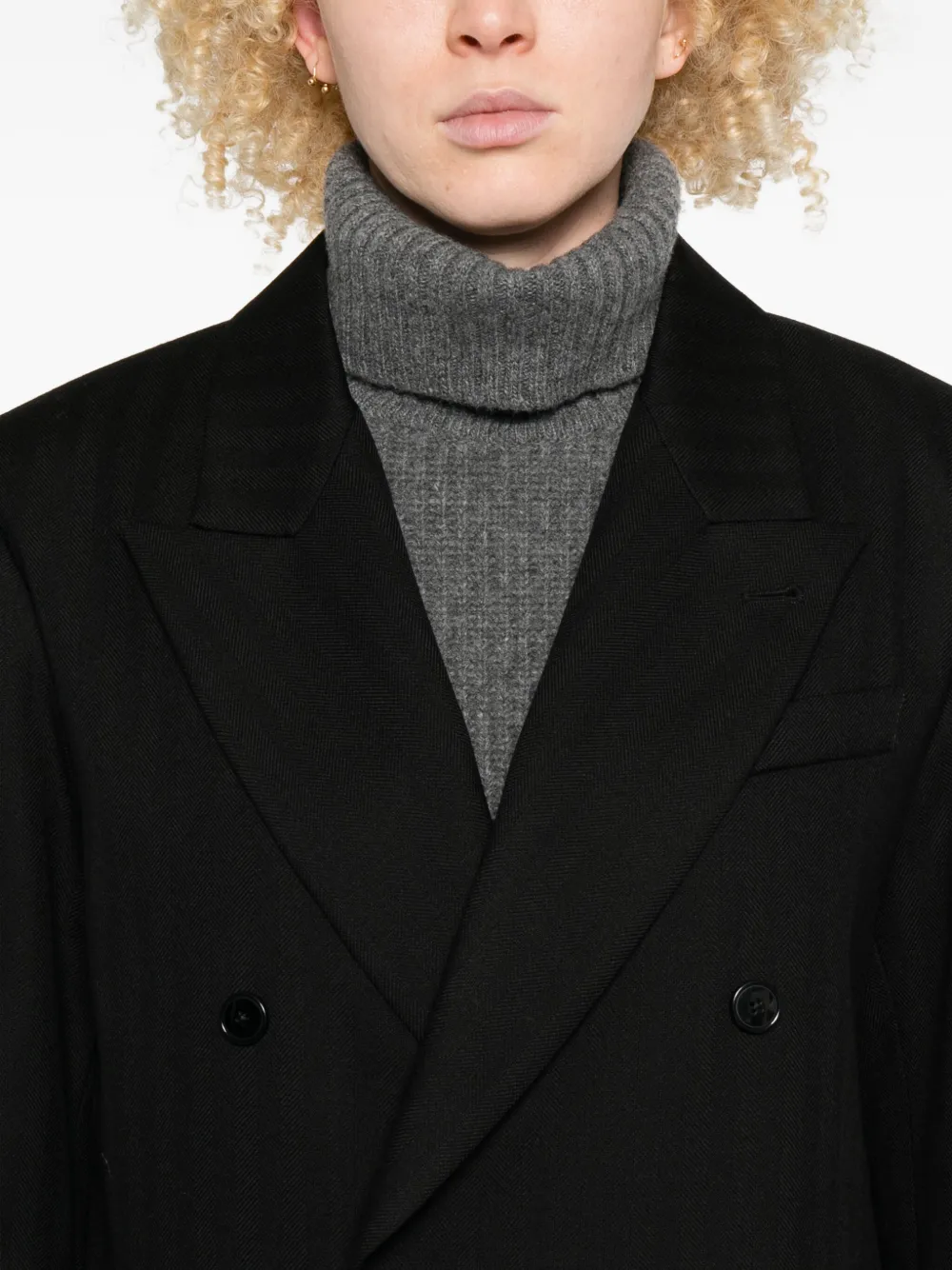 Barena Mantel met dubbele rij knopen Zwart