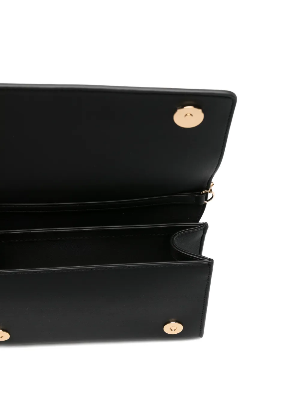 Love Moschino Clutch met logoplakkaat en kettingband Zwart