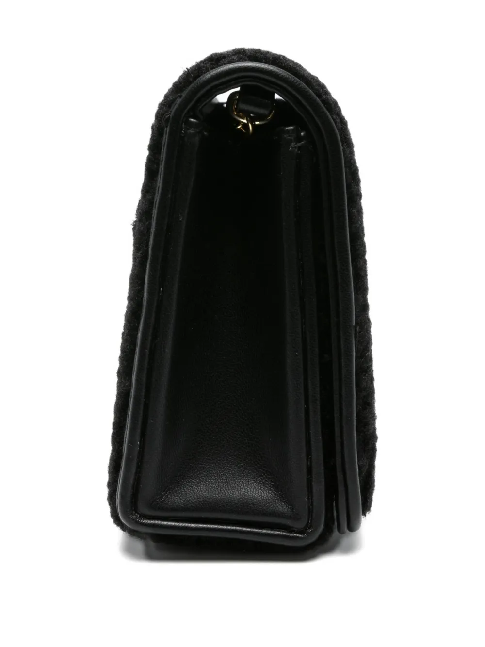 Love Moschino Logo-plaque Shearling Shoulder Bag In Black