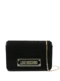 Love Moschino logo-plaque shearling shoulder bag - Black