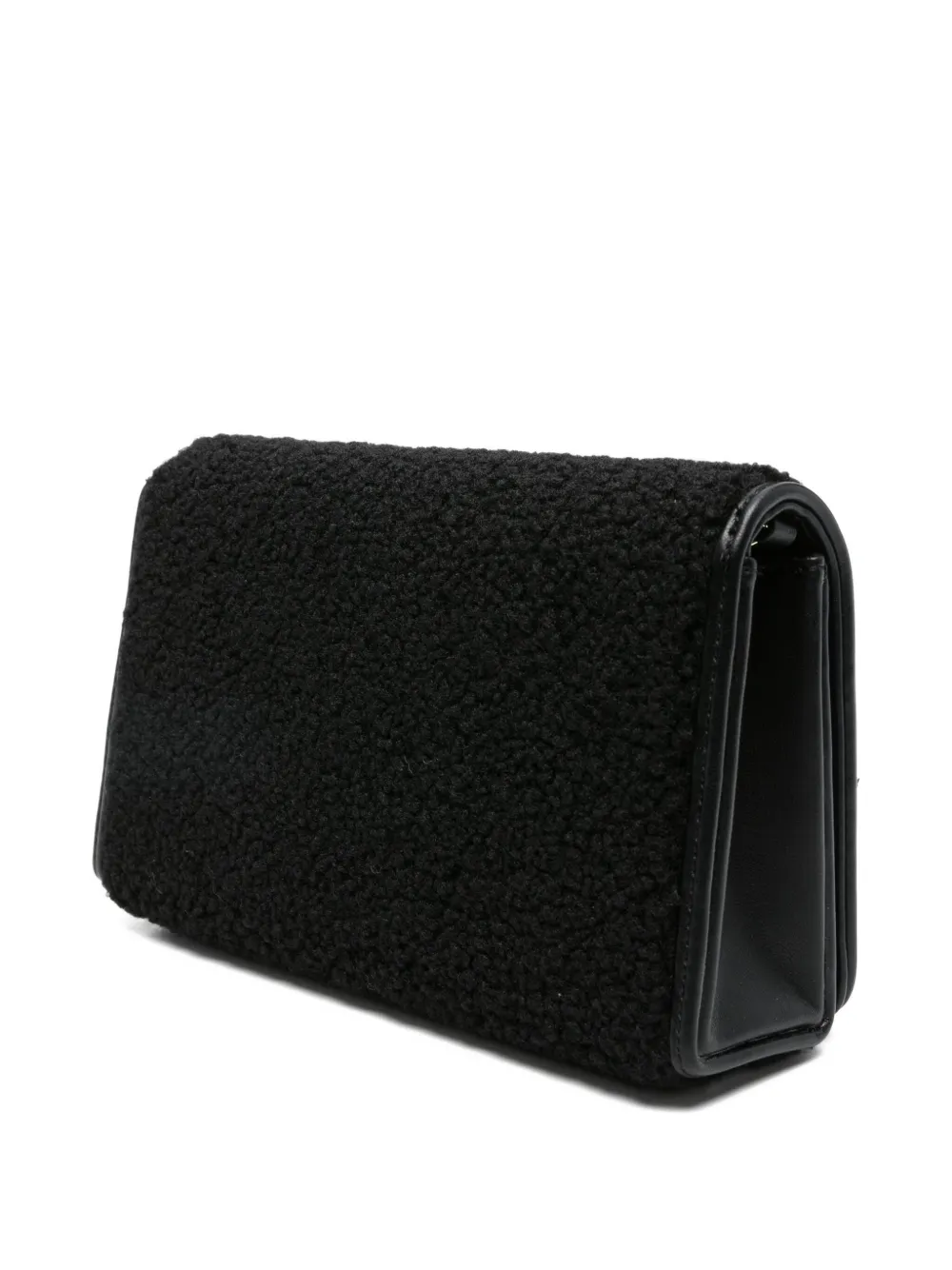 Love Moschino Logo-plaque Shearling Shoulder Bag In Black
