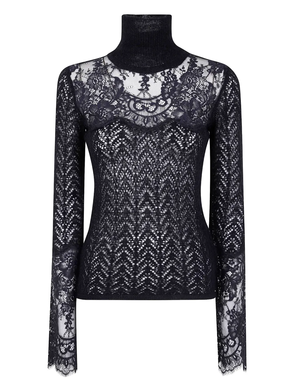 Blumarine lace-insert turtleneck top | Black | Image 1