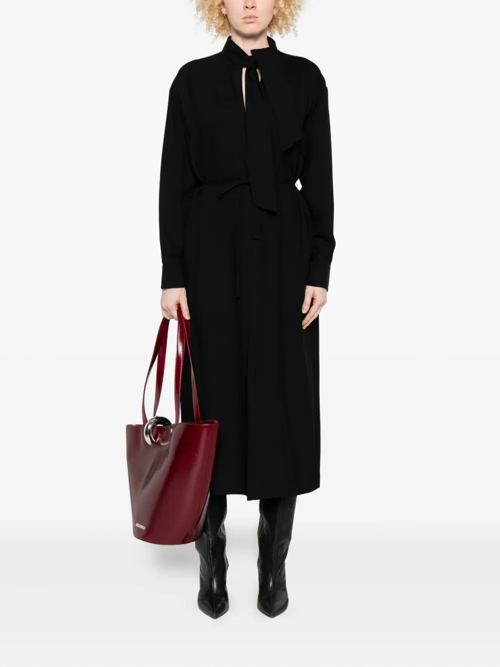 Barena tie-neck dress - Zwart