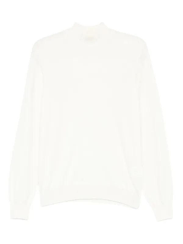 Tagliatore High-neck Long-sleeve Sweater in Neutrals