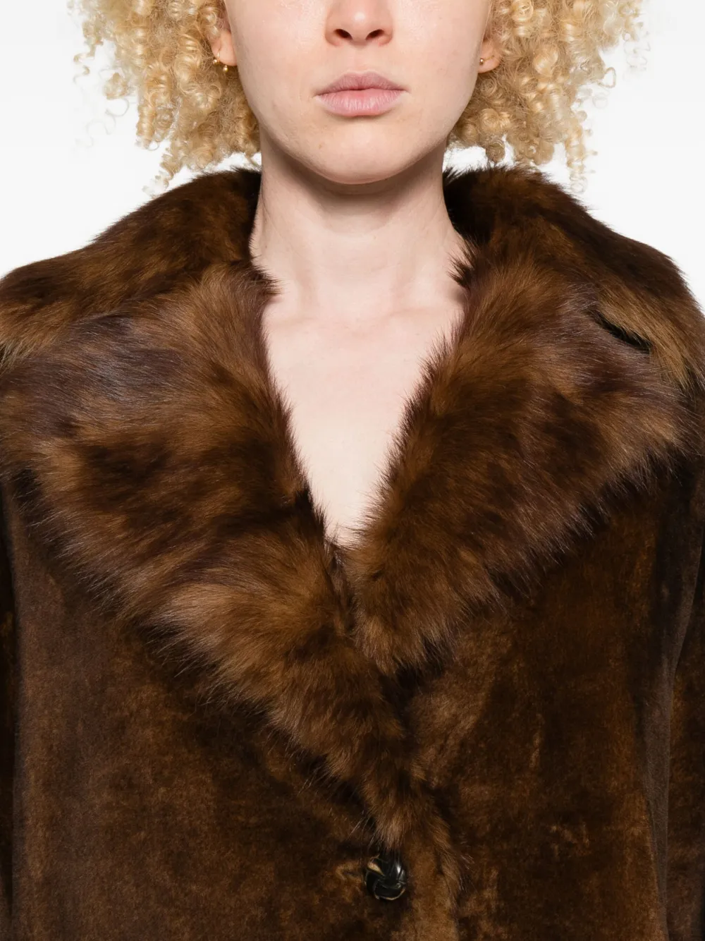 Furling By Giani Mantel Mit Pelzbesatz In Brown