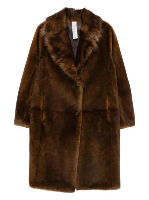 FURLING BY GIANI fur-trimmed lapel single-breasted coat