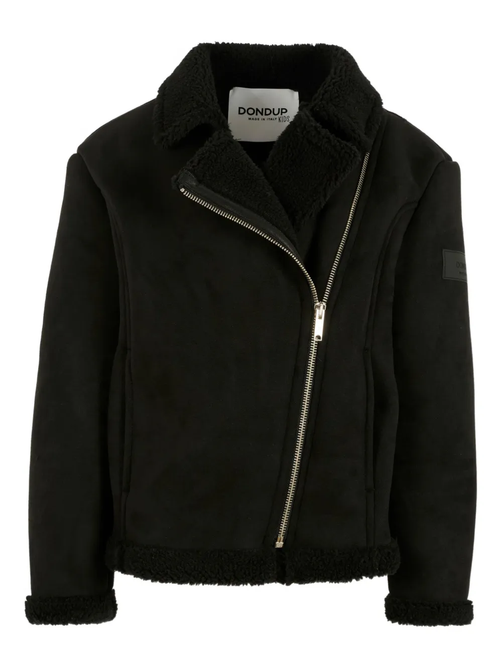DONDUP KIDS asymmetrical-zip shearling coat | Black | Image 1
