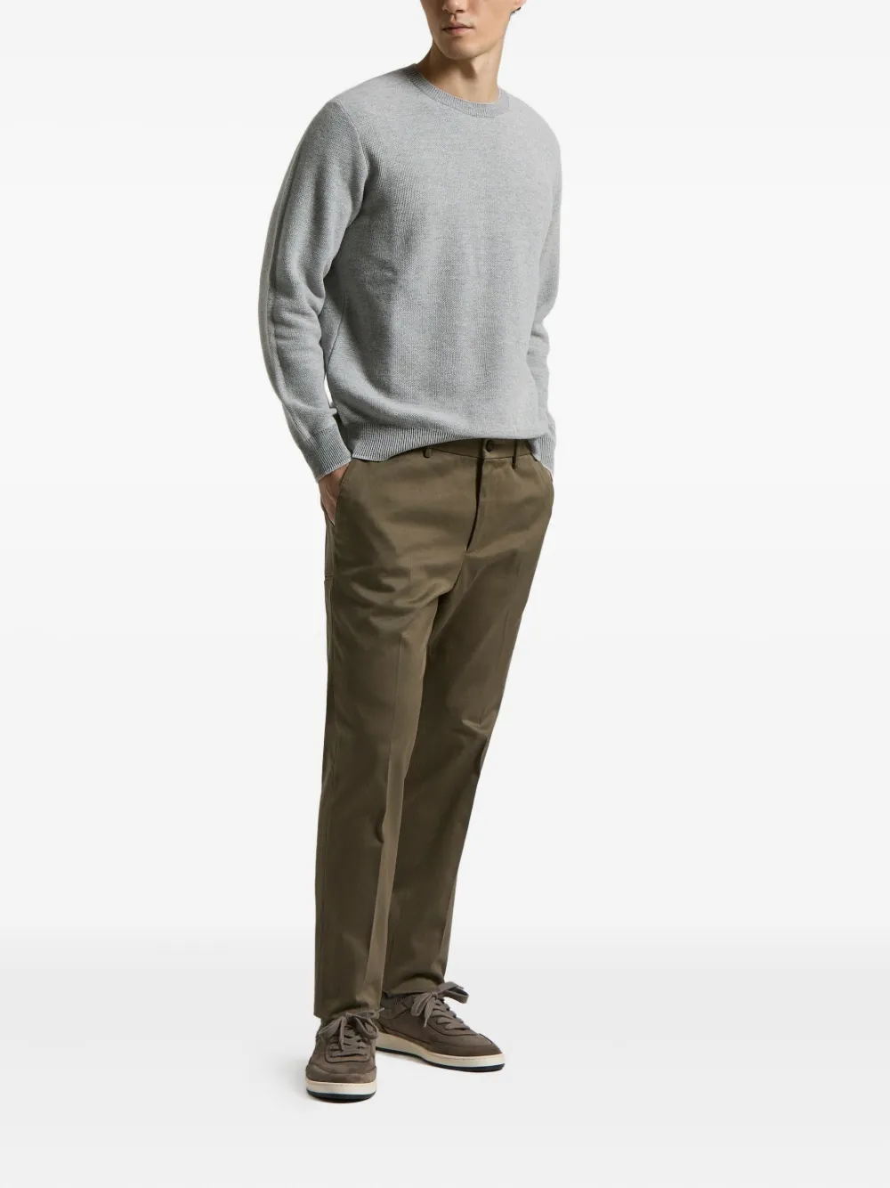 Peserico Geribbelde trui met ronde hals - Grijs