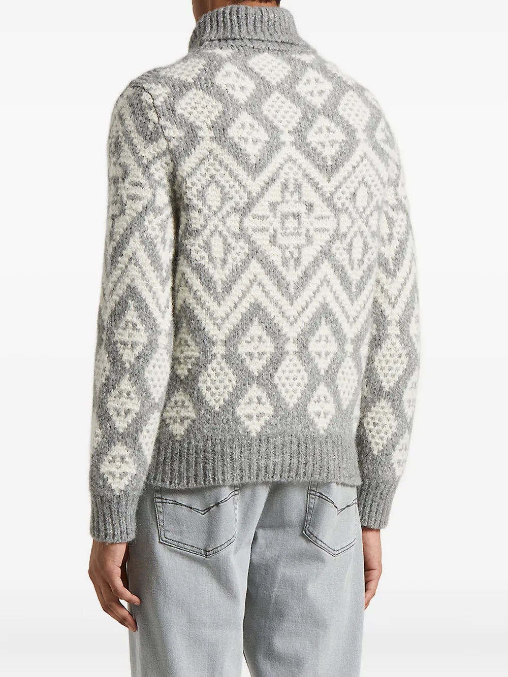 Peserico Fairisle-pattern Turtleneck Sweater In Gray