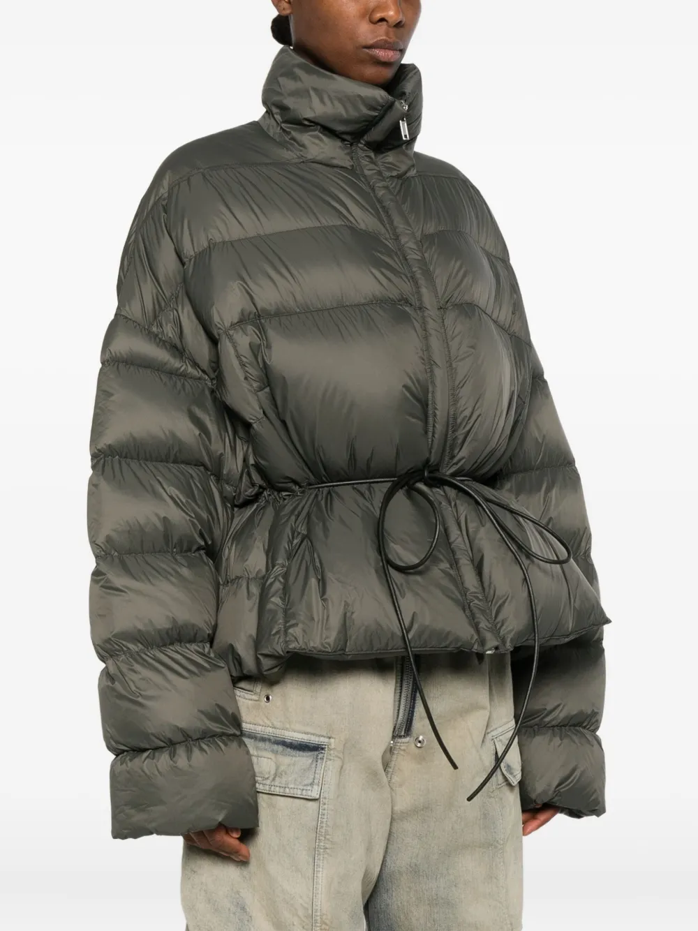 Rick Owens Quilted Drawstring Jacket In Green