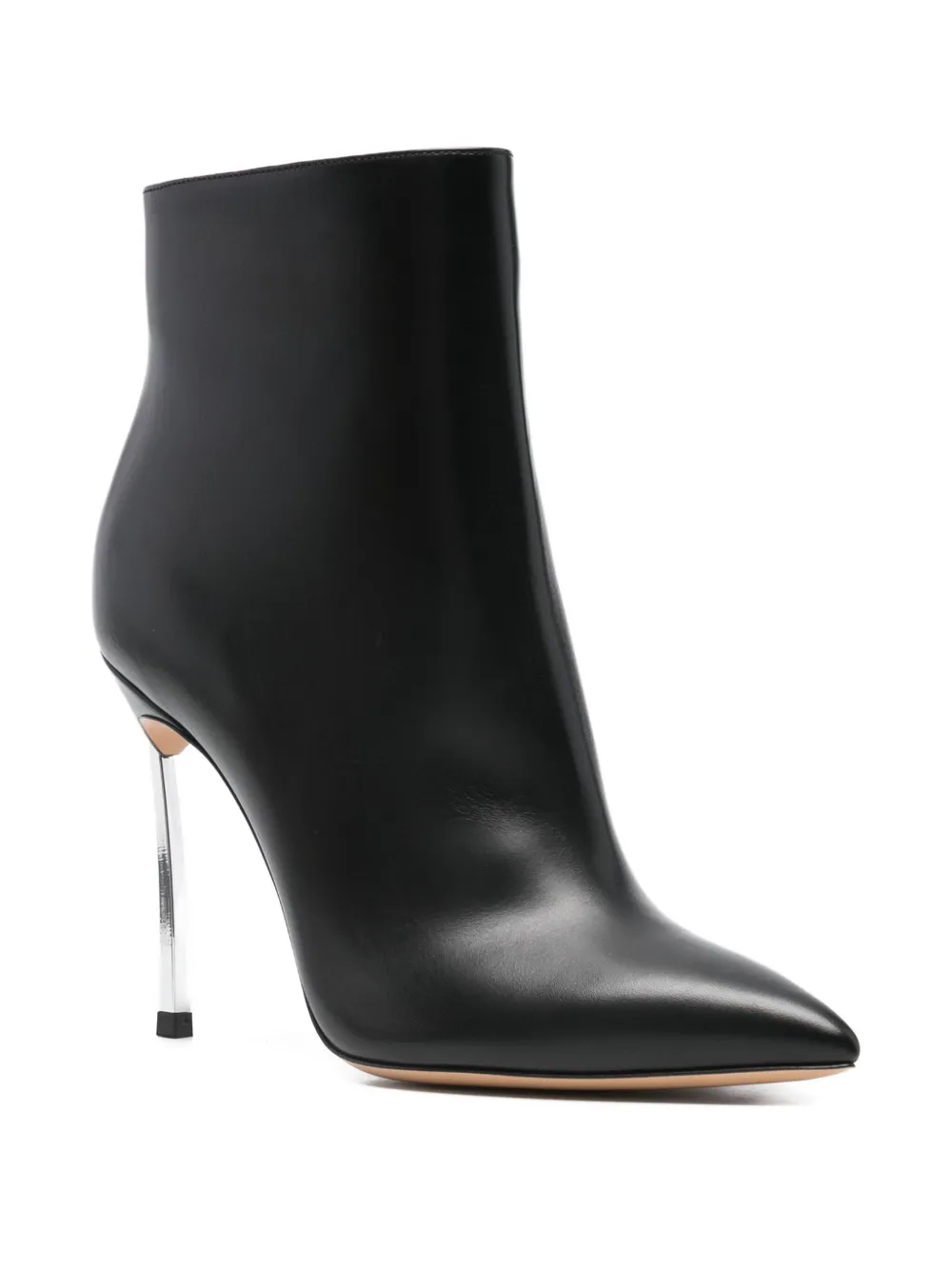 Casadei Blade High Heels Ankle Boots In Black Leather In Black