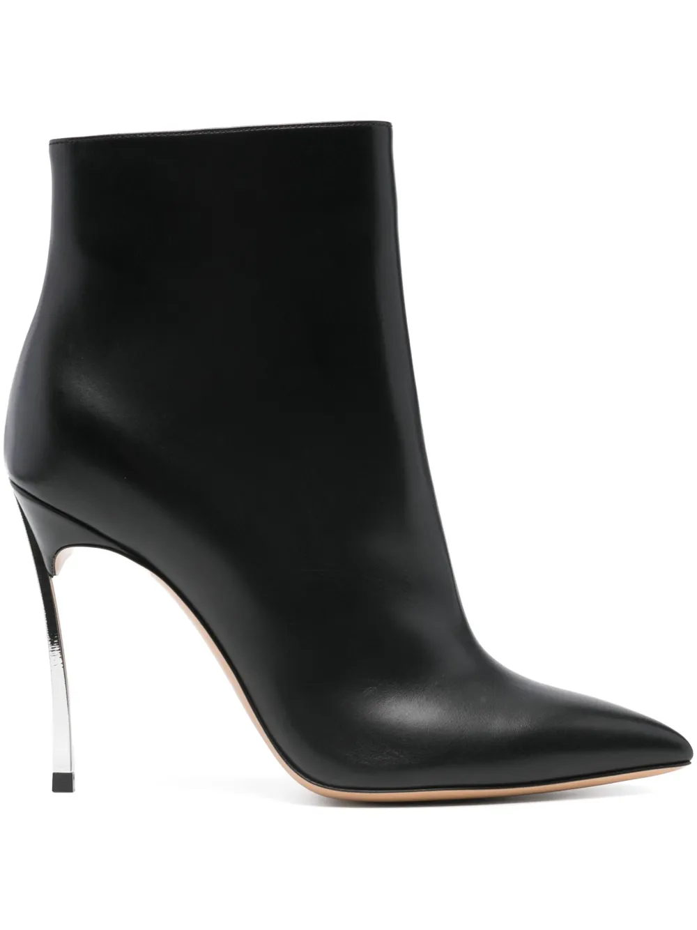 Casadei Blade High Heels Ankle Boots In Black Leather In Black