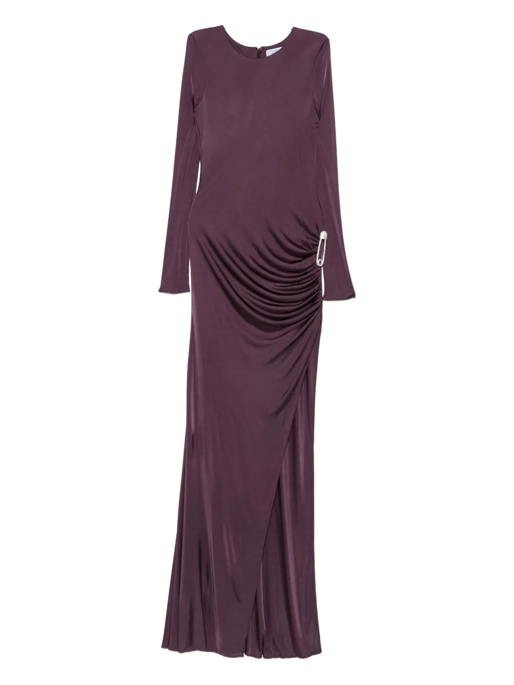 Giuseppe Di Morabito Draped Jewel-embellished Gown In Burgundy